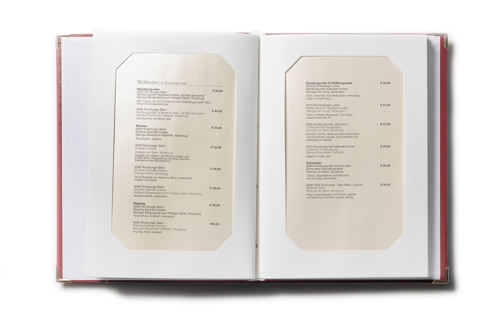 Menukort - Passepartout - A4 Hardcover Extra